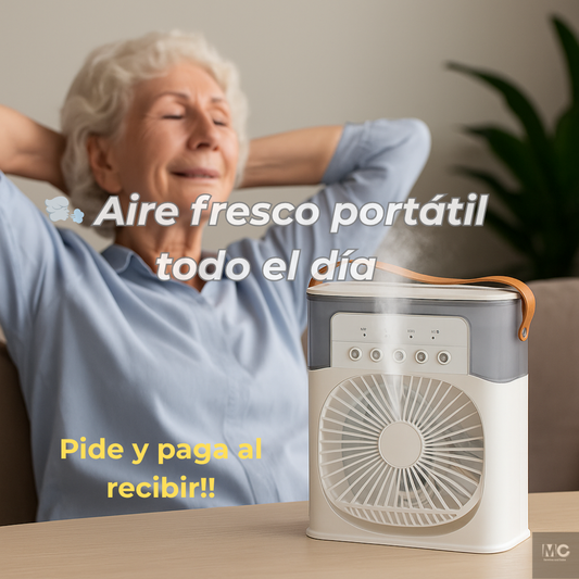 AirZen - Ventilador Portátil con Humidificador USB – Alivio inmediato del calor y aire seco en cualquier lugar.